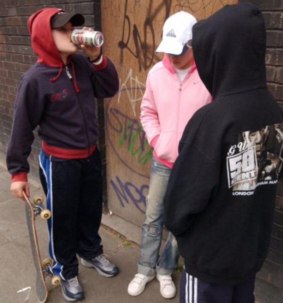 Teens drinking alcohol in the street
