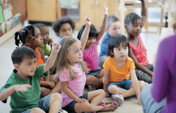 Children with hands up