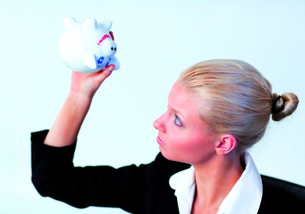 Woman with piggybank