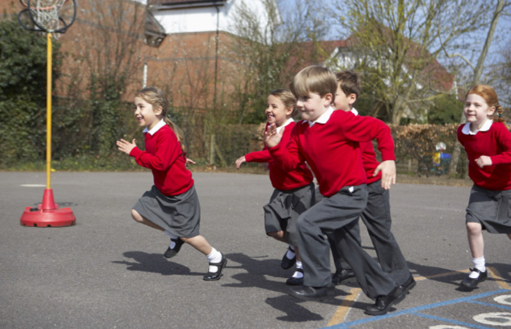 Young children running