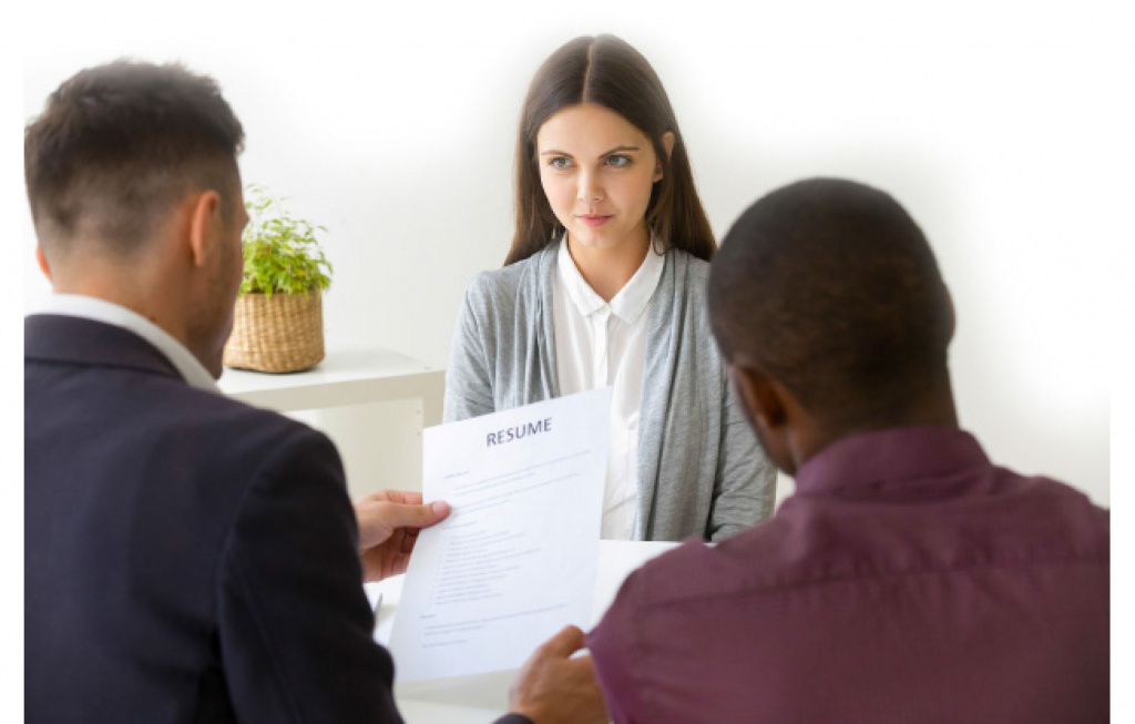 Woman in a job interview