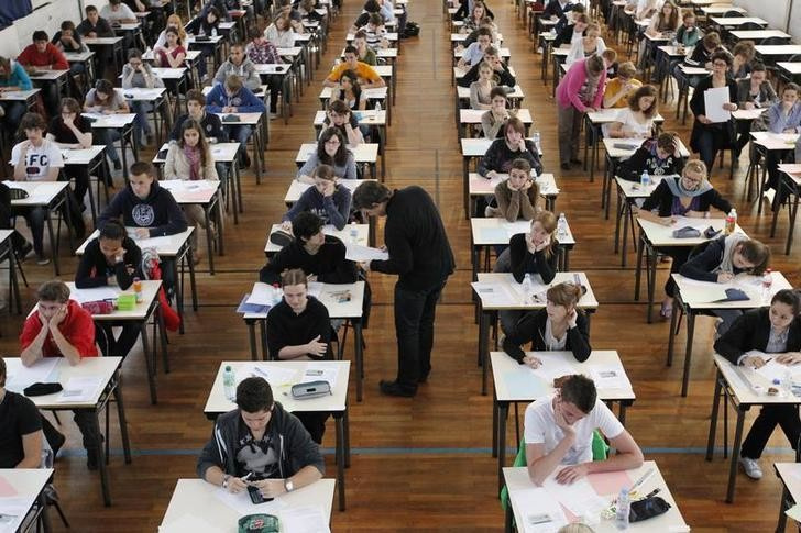 High school students sitting an exam